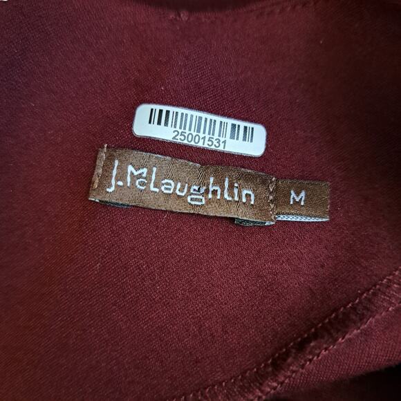 J McLaughlin Isabel Burgundy 3/4 Sleeve Sheath Dress Size Medium - Picture 6 of 11